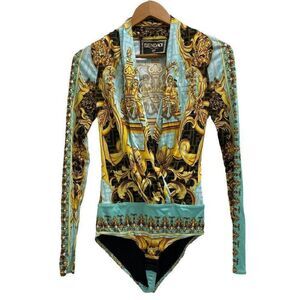 RARE NWT Fendace by Versace x Fendi Baroque Bodysuit, Size 38